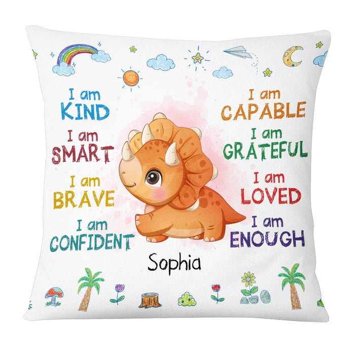Personalized Gift For Granddaughter Grandson Dinosaur I Am Kind Pillow 26545 1