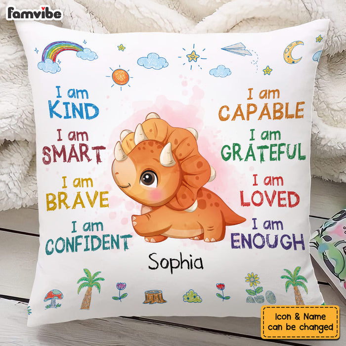 Personalized Gift For Granddaughter Grandson Dinosaur I Am Kind Pillow 26545 1