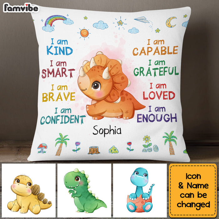 Personalized Gift For Granddaughter Grandson Dinosaur I Am Kind Pillow 26545 1