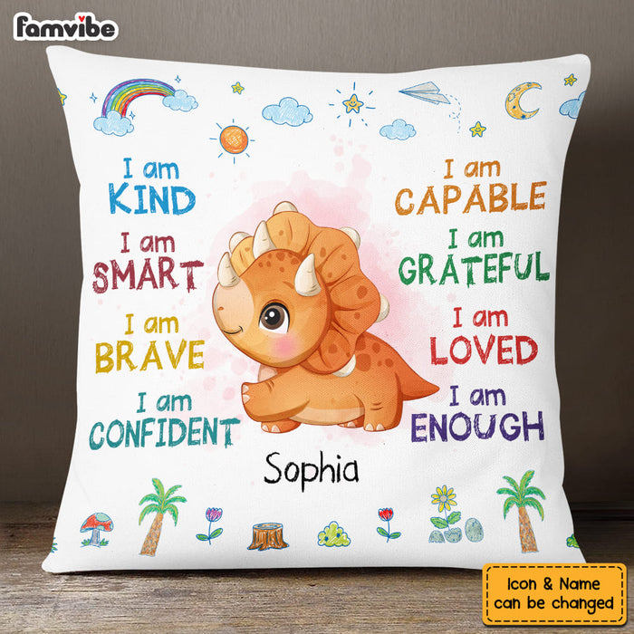 Personalized Gift For Granddaughter Grandson Dinosaur I Am Kind Pillow 26545 1