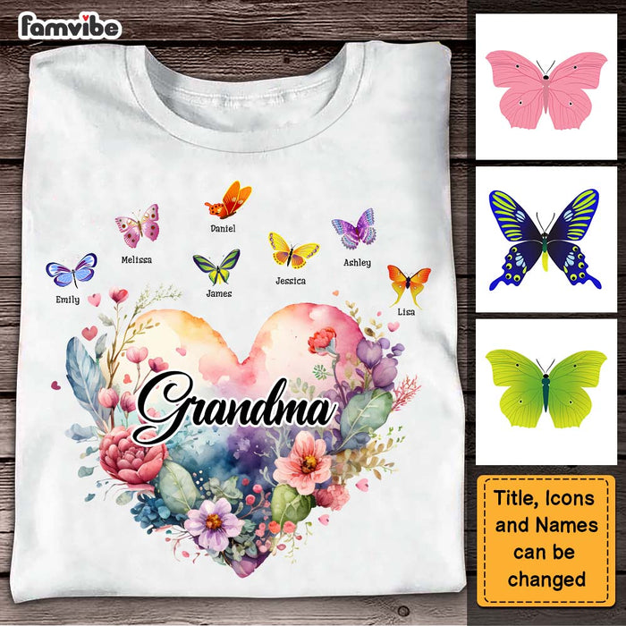 Personalized Gift For Grandma Watercolor Heart Floral Shirt - Hoodie - Sweatshirt 26555 1