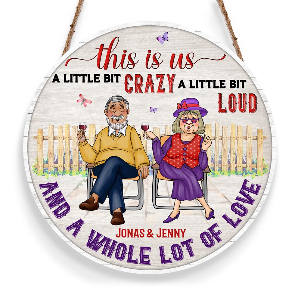 Personalized Gift For Senior Couple This Is Us Round Wood Sign 26558 Primary Mockup