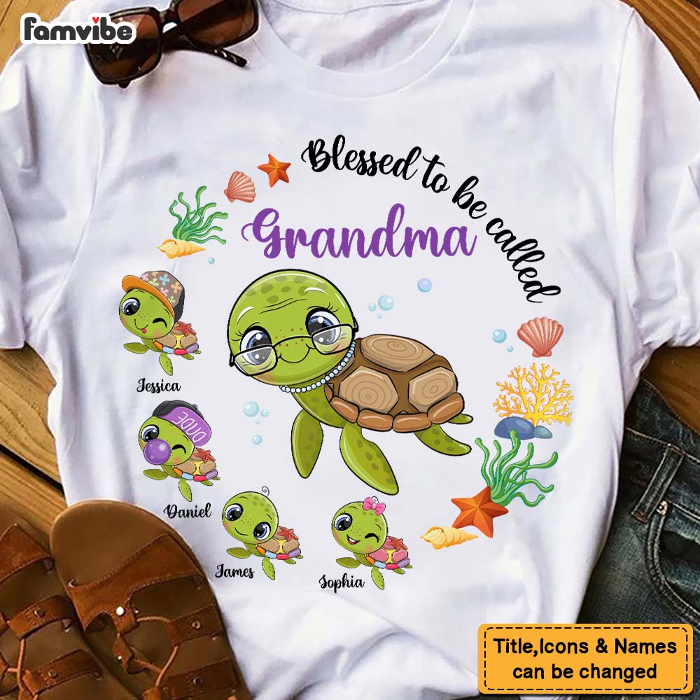 Personalized Gift For Grandma Turtle Blessed To Be Called Shirt Hoodie Sweatshirt 26564 Primary Mockup