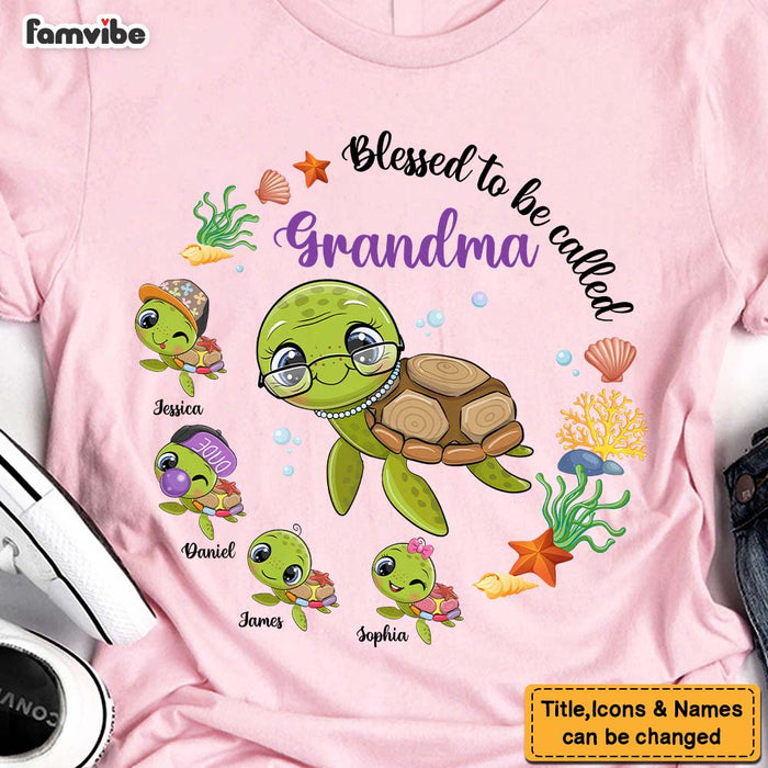 Personalized Gift For Grandma Turtle Blessed To Be Called Shirt - Hoodie - Sweatshirt 26564 1