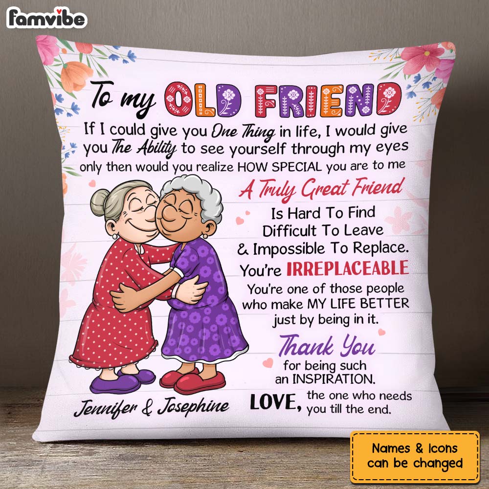 Personalized Gifts For Senior Friends Old Ladies Hugging Pillow 26573 Primary Mockup