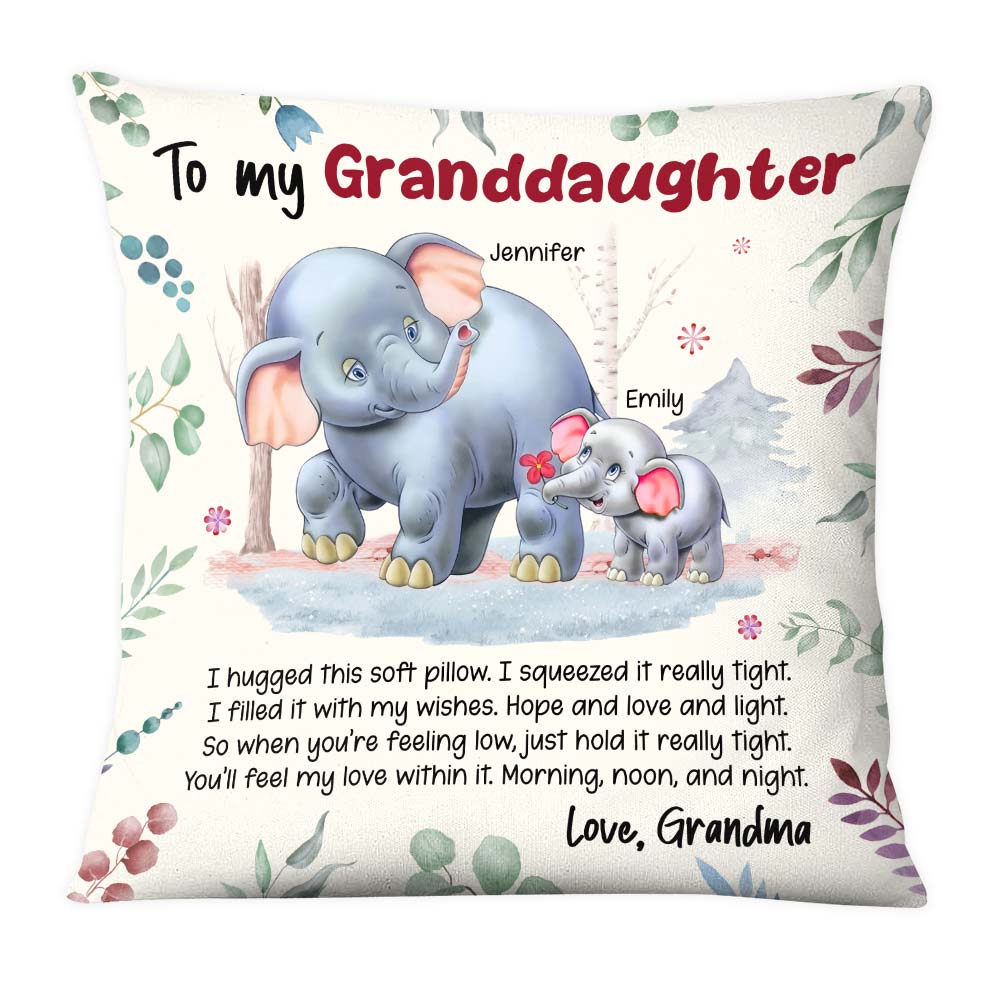Personalized Gifts For Granddaughter Elephant Hug This Pillow 26574 Primary Mockup