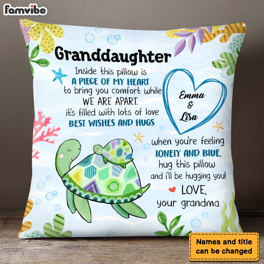 Personalized Gift For Granddaughter Sea Turtle Hug This Pillow 26596 Primary Mockup
