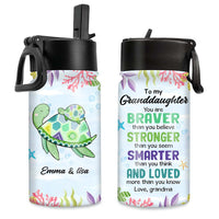 Personalized Gift For Granddaughter Sea Turtle Kids Water Bottle With Straw Lid 26598 thumb 1