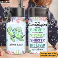 Personalized Gift For Granddaughter Sea Turtle Kids Water Bottle With Straw Lid 26598 thumb 1