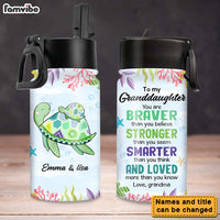 Personalized Gift For Granddaughter Sea Turtle Kids Water Bottle With Straw Lid 26598 thumb 1