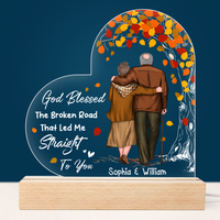 Personalized Gift For Senior Couple God Blessed The Broken Road Plaque LED Lamp Night Light 26608 thumb 1