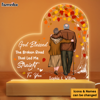 Personalized Gift For Senior Couple God Blessed The Broken Road Plaque LED Lamp Night Light 26608 thumb 1