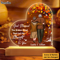 Personalized Gift For Senior Couple God Blessed The Broken Road Plaque LED Lamp Night Light 26608 thumb 1
