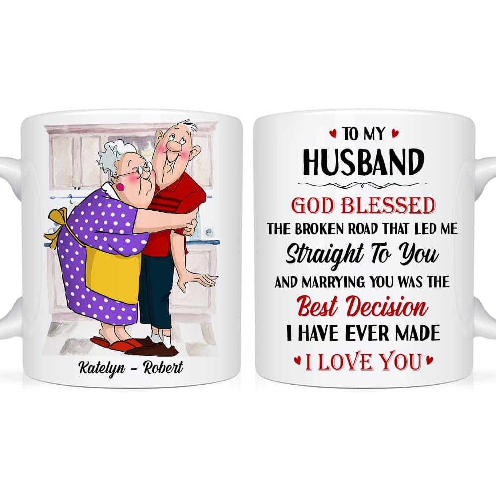 Personalized Gift For Husband Wife Couple God Blessed The Broken Road Mug 26614 Primary Mockup