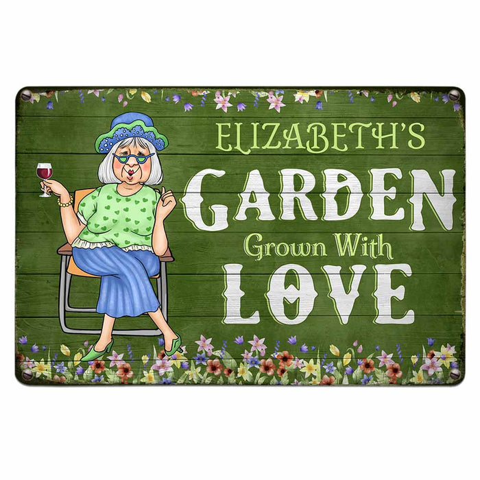 Personalized Garden Gift For Grandma Grown With Love Metal Sign 26617 1