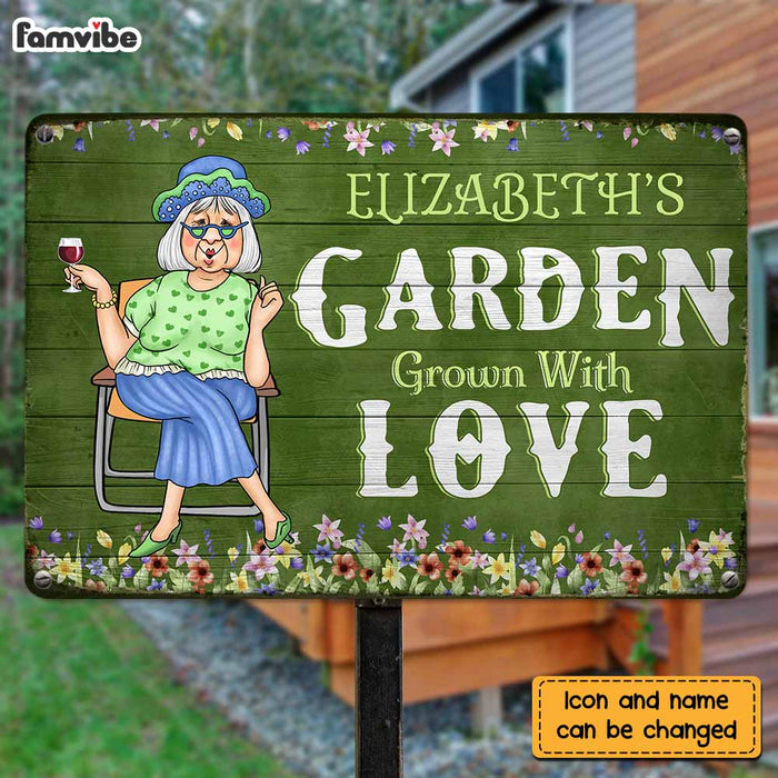 Personalized Garden Gift For Grandma Grown With Love Metal Sign 26617 1