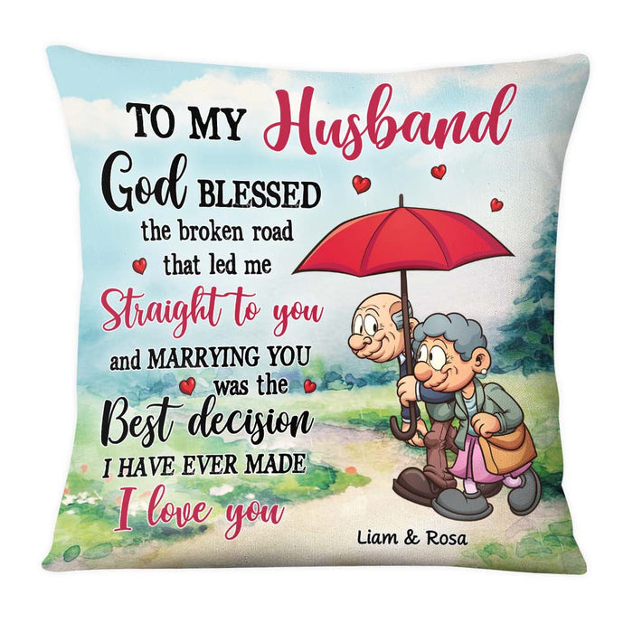 Personalized Gift For Husband God Blessed The Broken Road Pillow 26620 1