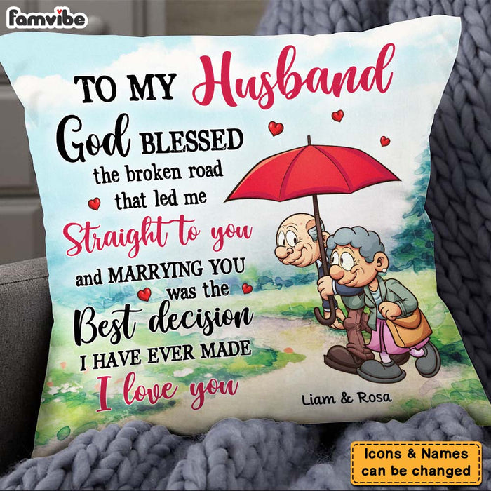Personalized Gift For Husband God Blessed The Broken Road Pillow 26620 1