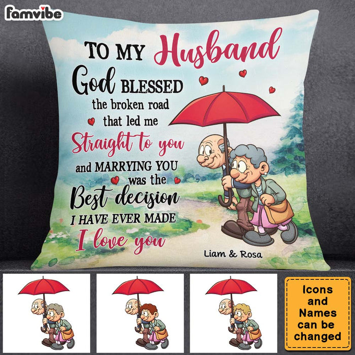 Personalized Gift For Husband God Blessed The Broken Road Pillow 26620 1