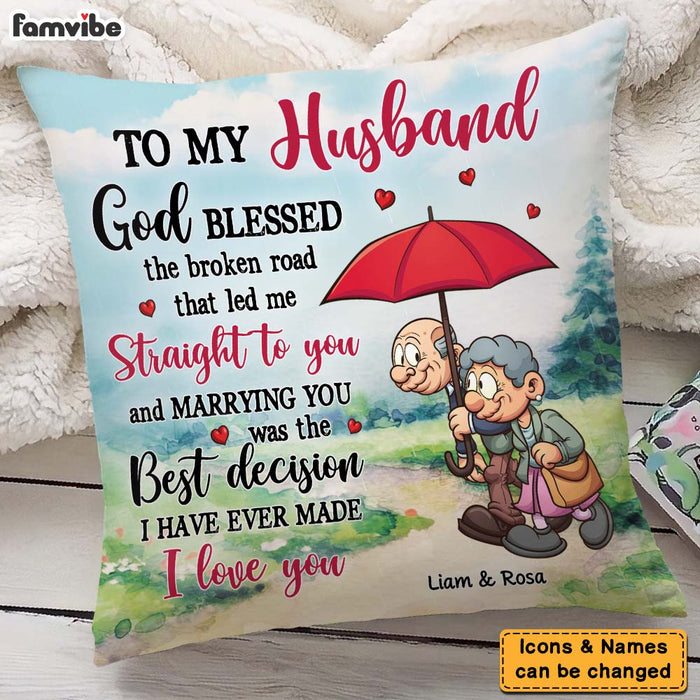 Personalized Gift For Husband God Blessed The Broken Road Pillow 26620 1