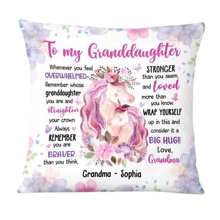 Personalized Gift For Granddaughter Remember Whose Granddaughter You Are And Straighten Your Crown Pillow 26641 1