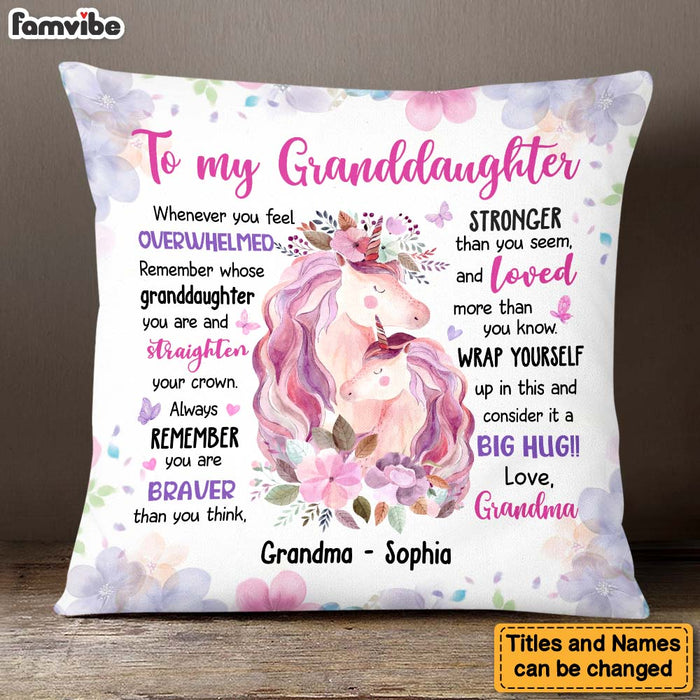 Personalized Gift For Granddaughter Remember Whose Granddaughter You Are And Straighten Your Crown Pillow 26641 1