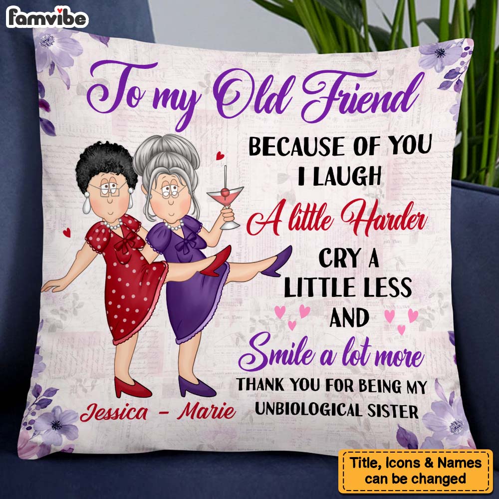 Personalized Gift For Senior Friends Unbiological Sister Pillow 26645 Primary Mockup
