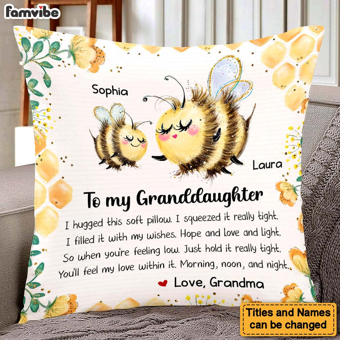Personalized Gift For Granddaughter Bee Hug This Pillow 26650 1