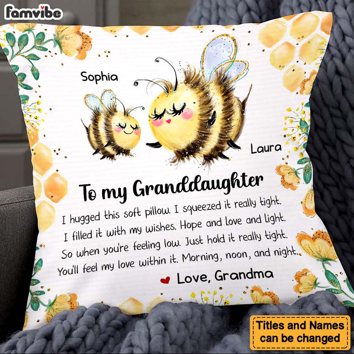 Personalized Gift For Granddaughter Bee Hug This Pillow 26650 1