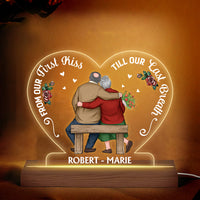 Personalized Gift For Senior Couple From Our First Kiss Till Our Final Breath Plaque LED Lamp Night Light 26652 thumb 1