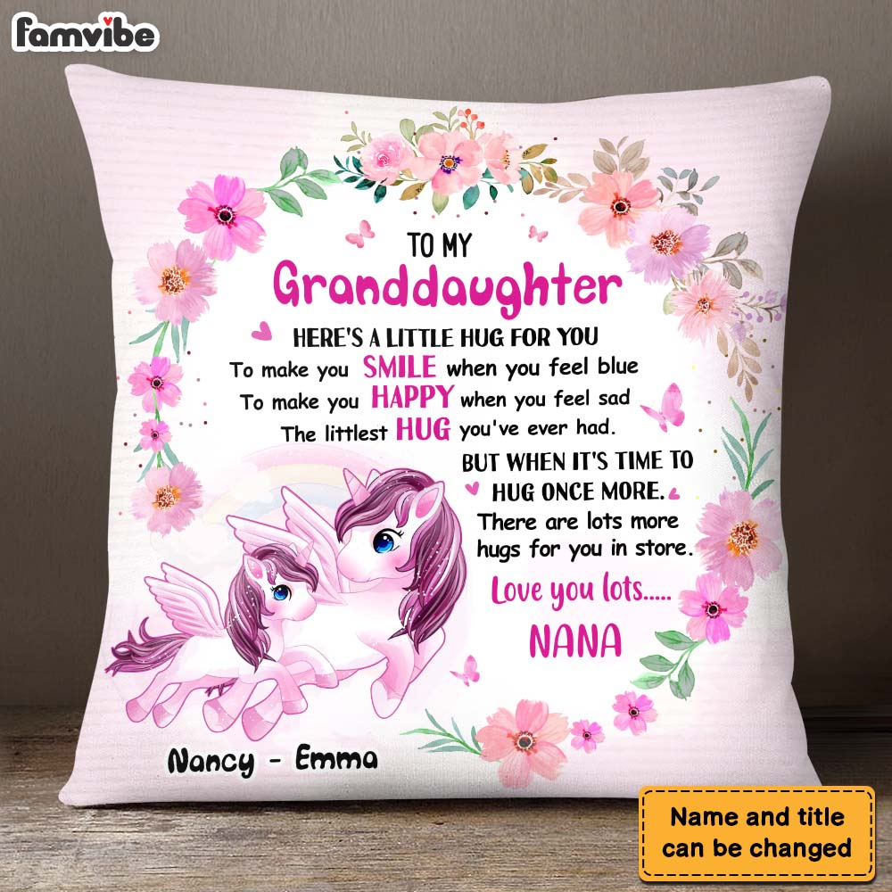 Personalized Gift For Granddaughter Unicorn Hug This Pillow 26657 Primary Mockup