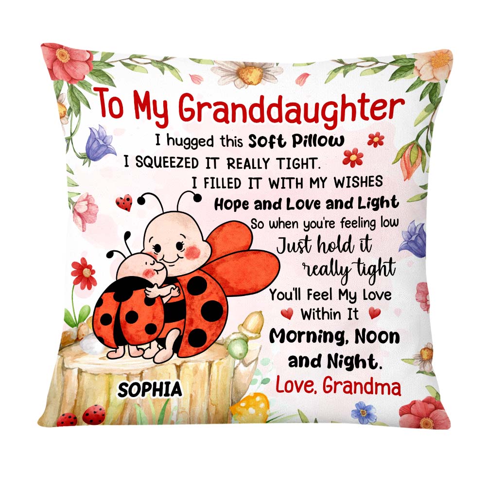 Personalized Gift For Granddaughter Hug This Lady Bug Pillow 26661 Primary Mockup