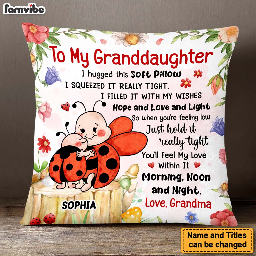 Personalized Gift For Granddaughter Hug This Lady Bug Pillow 26661 Primary Mockup