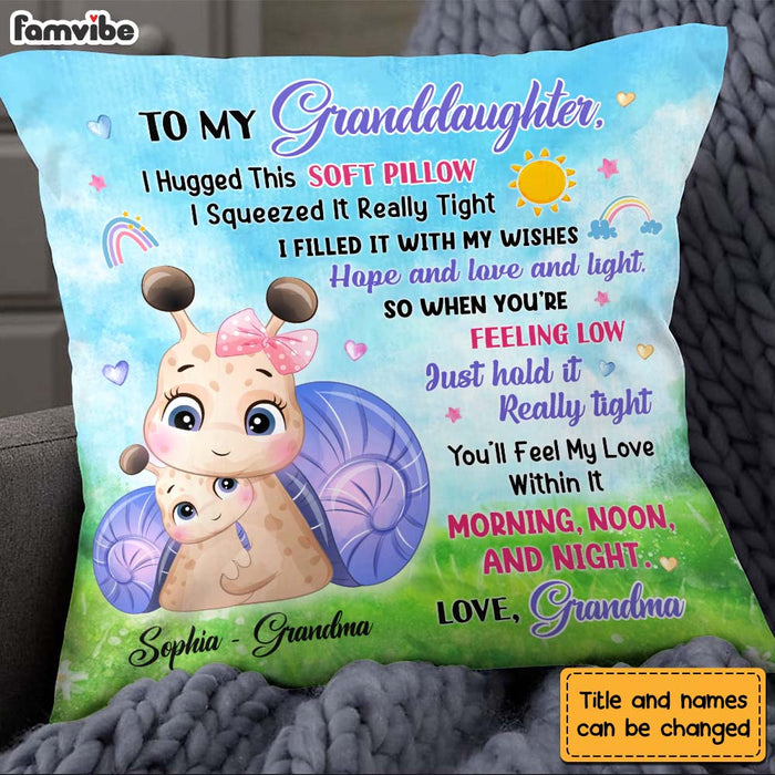 Personalized Gift for Granddaughter Little Cute Snail Pillow 26667 1