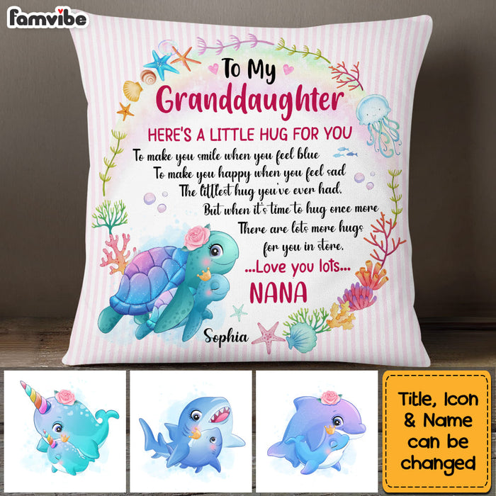 Personalized Gift For Granddaughter Sea Animals Hug This Pillow 26669 1