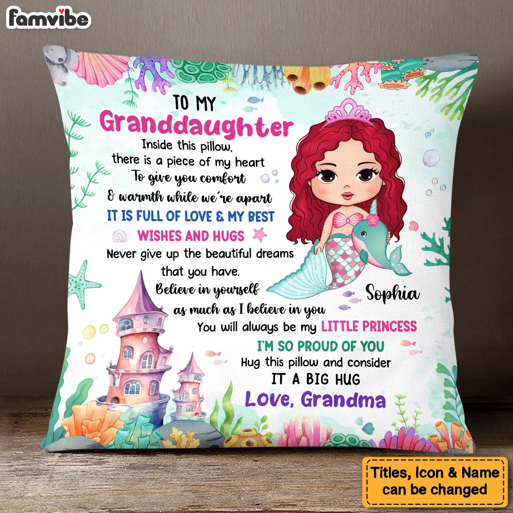 Personalized Gift For Granddaughter My Little Princess Hug This Pillow 26674 Primary Mockup