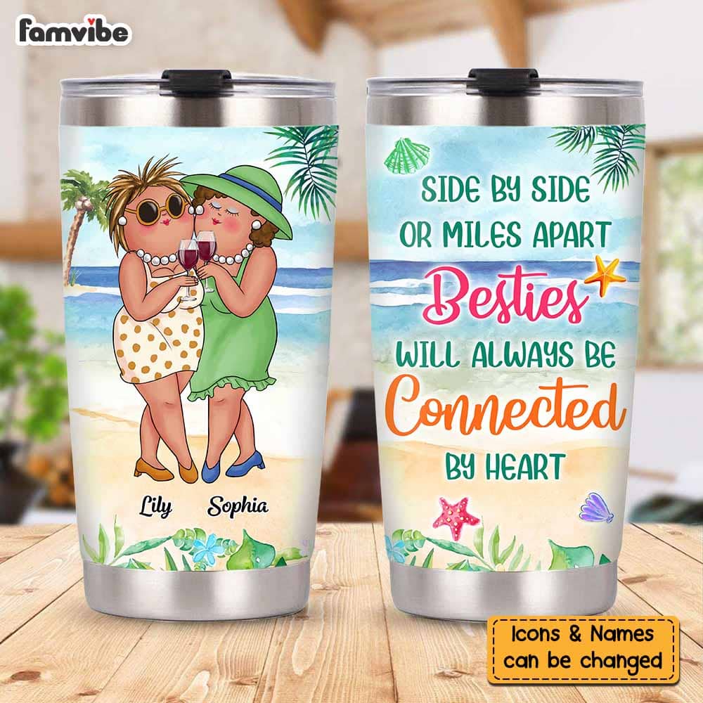 Personalized Gift For Friends Always Be Connected By Heart Steel Tumbler 26676 Primary Mockup