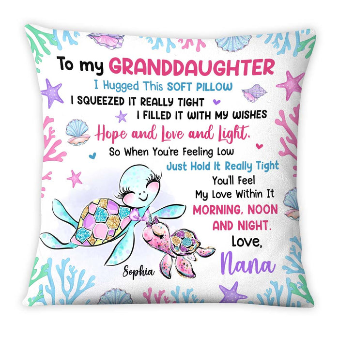 Personalized Gift For Granddaughter Turtle Hug This Pillow 26684 1