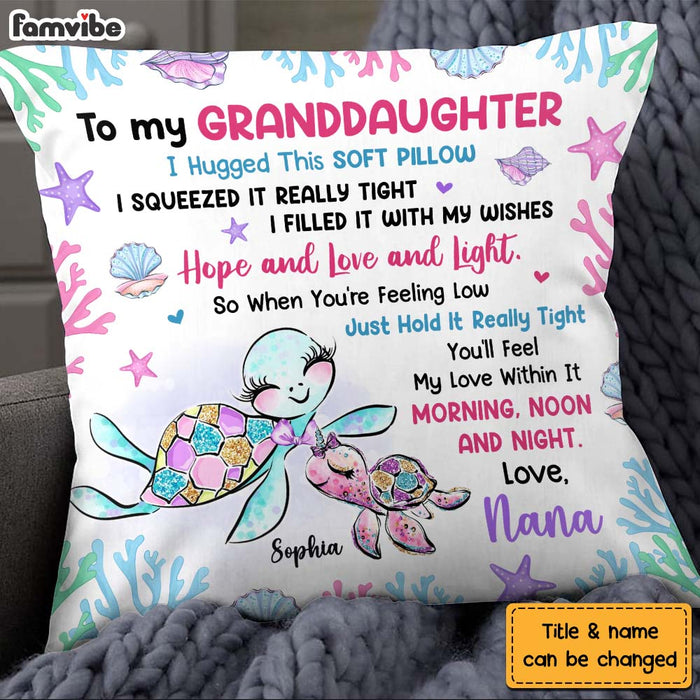 Personalized Gift For Granddaughter Turtle Hug This Pillow 26684 1
