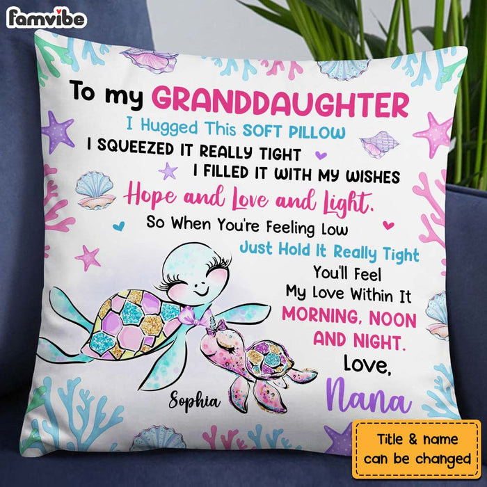 Personalized Gift For Granddaughter Turtle Hug This Pillow 26684 1