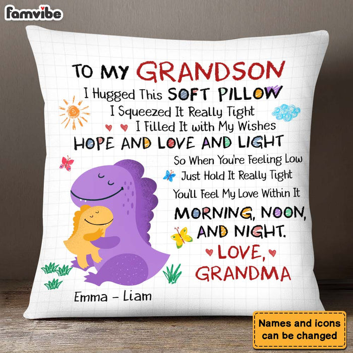 Personalized Gift For Grandson Dinosaurus Hug This Pillow 26686 1