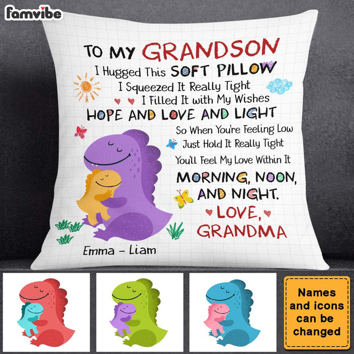 Personalized Gift For Grandson Dinosaurus Hug This Pillow 26686 1