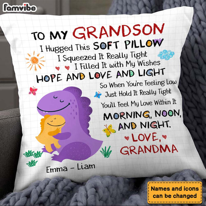 Personalized Gift For Grandson Dinosaurus Hug This Pillow 26686 1