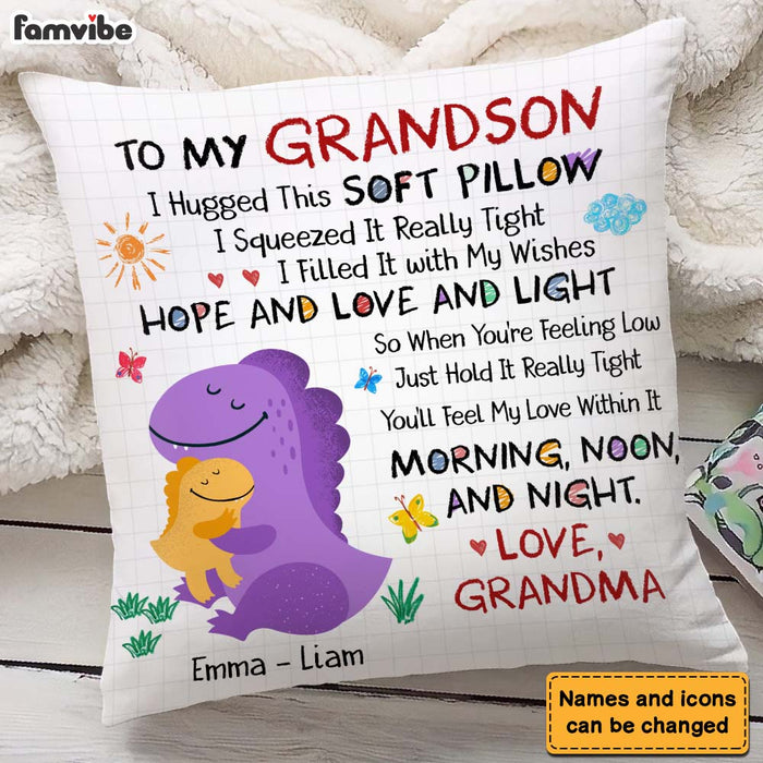 Personalized Gift For Grandson Dinosaurus Hug This Pillow 26686 1