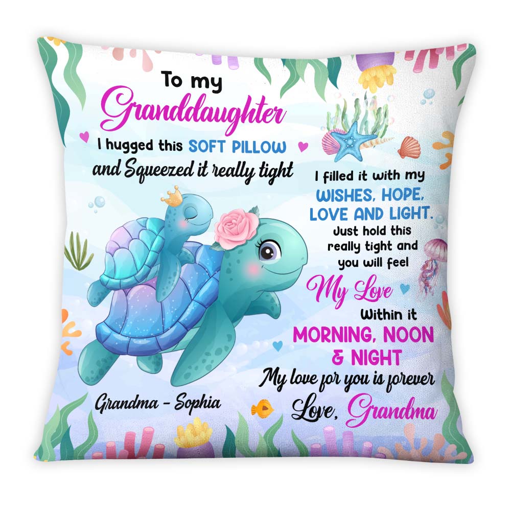 Personalized Gift For Granddaughter Turtle I Hugged This Soft Pillow 26691 Primary Mockup