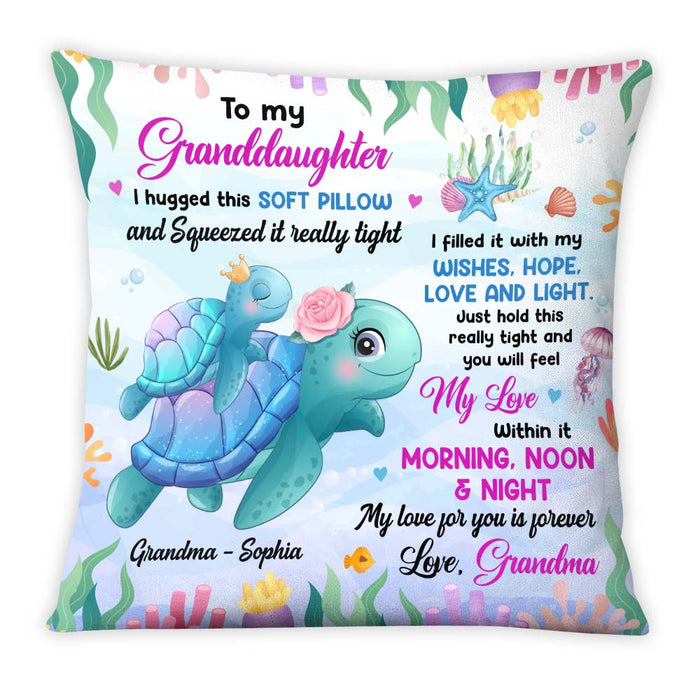 Personalized Gift For Granddaughter Turtle I Hugged This Soft Pillow 26691 1