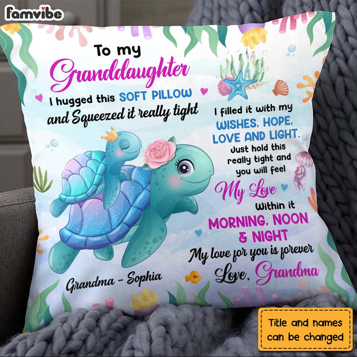Personalized Gift For Granddaughter Turtle I Hugged This Soft Pillow 26691 1