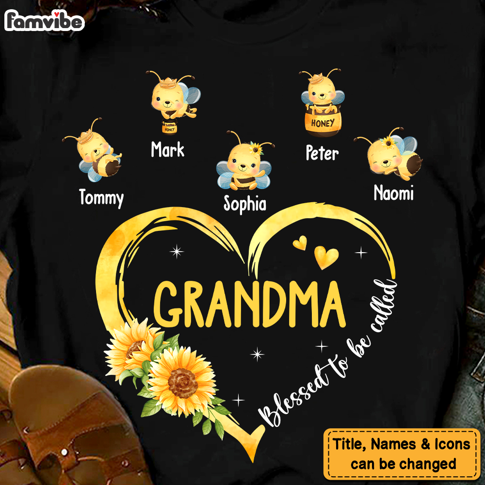 Personalized Gift For Grandma Bee Blessed To Be Called Shirt Hoodie Sweatshirt 26702 Primary Mockup