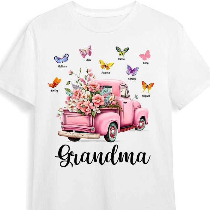 Personalized Gift For Grandma Pink Floral Truck Butterflies Shirt - Hoodie - Sweatshirt 26705 1