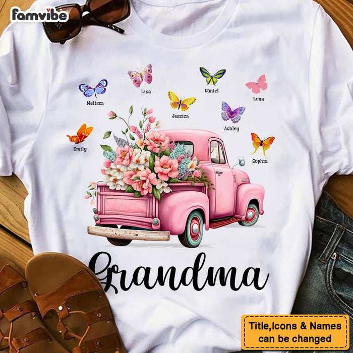 Personalized Gift For Grandma Pink Floral Truck Butterflies Shirt - Hoodie - Sweatshirt 26705 1